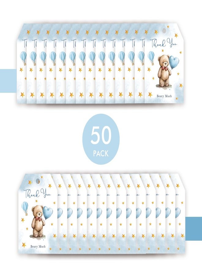 FORSHEEP 50pcs Bear Thank You Tags, Cute Bear Gift Tag with String for Birthday Party, We Can Bearly Wait Thank You Paper Tags for 1st Birthday Party Favors - Image 3